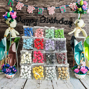 Boules colorées en mousse dorée et argentée, décoration de gâteau, accessoire pour fête, macaron coloré, décoration de pâtisserie, ornement, lot de 20 mélangés - Product Image 6