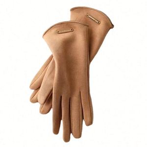 Nouveaux gants d'hiver pour femmes, unis, à doigts entiers, chauds, version coréenne, mignons, en daim - Product Image 5