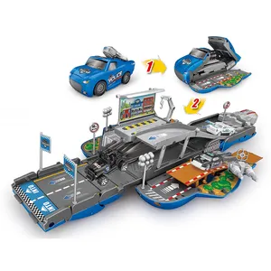 रेस ट्रैक भंडारण मॉडल वाहनों Diecast पुलिस खिलौने कार के साथ ध्वनि