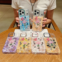 Luxe Diamant Fleurs Tpu Glitter Téléphone étui pour iphone 17 Air 16 15 14 Pro Max Papillon DIY Perle Ins clair Bling Couverture Arrière
