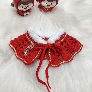 Knitted scarves/neckbands for cats and <b>dogs</b>, New Year's bibs/shawls, pet bibs, holiday gifts, blue and white Bichon Frise - Product Image 3