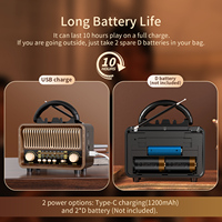 Radio multibandes AM/FM/SW rétro en bois Sai Jia MG002, avec haut-parleur intégré, lecteur MP3, batterie rechargeable, fourni par l'usine.
