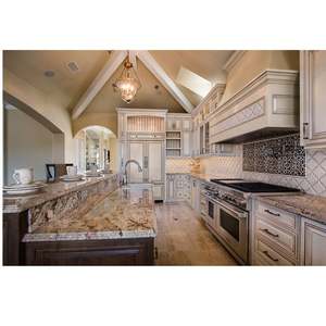 Armoires de cuisine en bois massif avec un design moderne, meubles de cuisine multifonctionnels de qualité, plan de travail stratifié, accessoire de robinet - Product Image 5