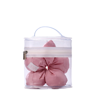 Pochette cosmétique cylindrique transparente en PVC, pochette de rangement portable à fermeture éclair, poignée souple, résistante à l'eau, pour voyage, maquillage, bijoux