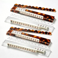 Luxuriöser Magnetischer Kartenschieber Hochwertiger PS Wasserdichter Geometrischer Muster-Mahjong-Ständer 4-teiliges Set Schöne Geschenkoption