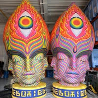 Décoration de scène gonflable personnalisée, tête géante d'Alex Grey en art gonflable pour toile de fond de scène