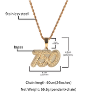 Pendentif personnalisé en or plaqué Uwin, plaque de nom DIY, numéro d'angle, pendentif mat, bijoux hip-hop