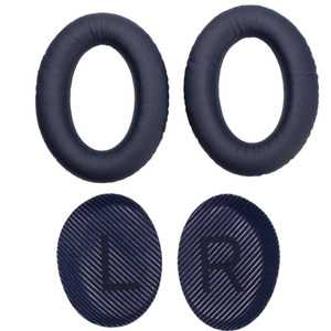 Coussinets d'oreille de remplacement avec marquage L R noir et bleu, en tissu microfibre, impression par transfert thermique, pour Bose QuietComfort QC35 II - Product Image 6