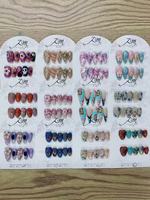 Faux ongles de luxe 3D de haute qualité, motif floral, forme amande moyenne, en acrylique, style French, lot de 10 pièces, couvrance totale, réutilisables, pré-dessinés, pour femmes et jeunes filles