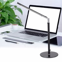 Lampe de bureau américaine contemporaine avec station de charge, lampe de table LED flexible à intensité variable DC avec abat-jour en métal