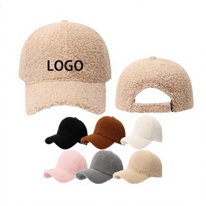 Casquette de baseball unisexe en polaire sherpa de haute qualité à 6 panneaux, ajustable, pour l'automne et l'hiver, avec broderie de logo personnalisé - Product Image 1