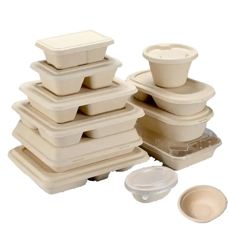Eco Friendly Custom disposable dinnerware set Cornstarch Lunch Box Biodegradable takeaway 6 Inch Burger Box