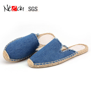 Nicecin-Zapatillas de tela vaquera transpirables para mujer, <span class=keywords><strong>chanclas</strong></span> de tacón plano de lino, color sólido, informales, azul, <span class=keywords><strong>alpargatas</strong></span>, venta al por mayor - Product Image 6