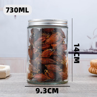 Tarro de Almacenamiento de Vidrio para Alimentos con Tapa de Aluminio Plateado de 8oz 9oz 13oz 16oz 23oz, Recipientes Herméticos para Cocina, Despensa, Especias, Té, Frutos Secos