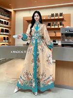 Modeste fleur motif nouvelles femmes printemps et automne taille minceur élégant Eid Ramadan Islam musulman ample longue tenue décontractée