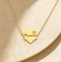 Collier délicat en forme de cœur, patte de chien et os, étanche, inaltérable, personnalisable avec gravure, cadeau souvenir pour maman de chien
