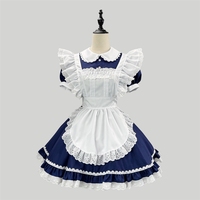 Costume de demoiselle d'honneur classique bleu foncé japonais original, uniforme de café, robe lolita
