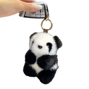 Fashion Cartoon Plush Pendant Panda Kawaii Plush Keychains Toys Stuffed Animal Toys Faux Mink Fur Panda Bag Charm Doll <b>Key</b> <b>Chain</b> - Product Image 6