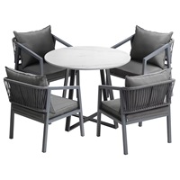 Table et chaises d'extérieur en pierre de style luxe léger, ensemble de table et de chaises de salon de jardin