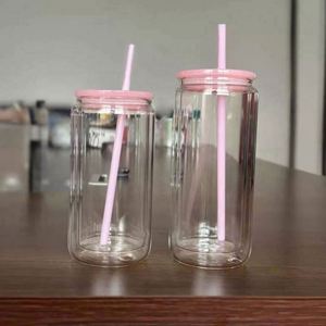 Nuevo Vaso de Cerveza Transparente de PC de 16 oz con Forma de Lata y Tapa Colorida para Regalo de Verano DIY - Product Image 2