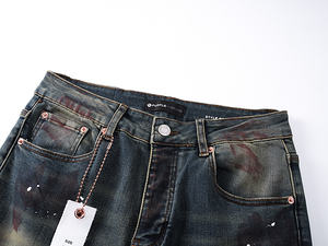 <span class=keywords><strong>Jeans</strong></span> di Alta Qualità di Marca Viola Stile High Street con Effetto Consumato, Vestibilità <span class=keywords><strong>Slim</strong></span> <span class=keywords><strong>Fit</strong></span>, Gamba Dritta e Larga, Pantaloni Retrò Viola - Product Image 5