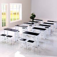 Ensemble de mobilier de classe en métal durable pour étudiants, table d'étude avec tabourets carrés