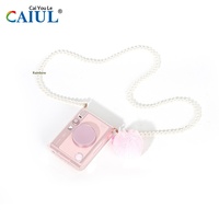 Étui transparent en cristal pour appareil photo Instax Mini EVO, protection anti-rayures en PC avec ceinture/porte-clés/pompon, voyage en plein air