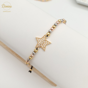 Chaîne de connecteurs à perles tricolores en or laminé 14 carats, bracelets porte-bonheur pour maman - Product Image 3