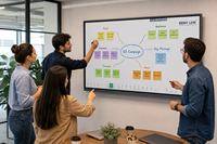 Tableau blanc interactif sur pied mobile, écran tactile plat 4K HD de 55, 65, 86, 100 et 110 pouces pour l'éducation et les conférences