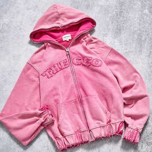 Produttori di Abbigliamento, Set 2 Pezzi Personalizzato da Donna, Felpa Corta con Zip e Pantaloni in Cotone Effetto Lavaggio Acido, Tuta Invernale - Product Image 3