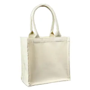 Custom Logo Eco-friendly Reusable Fashionable OEM Promotion Plain Natural Color Cotton Canvas Tote Shopping Bag