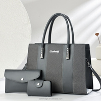 Sac à Main Combinaison Trois Pièces Tendance avec Empiècements, Sac Bandoulière, Sac Cabas Grande Capacité pour Femme