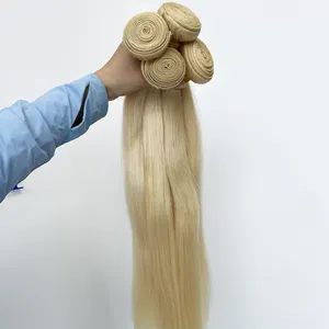 high quality 613 blond color raw brazilian Cuticle aligned cambodian peruvian human hair weft extensions human hair bundles