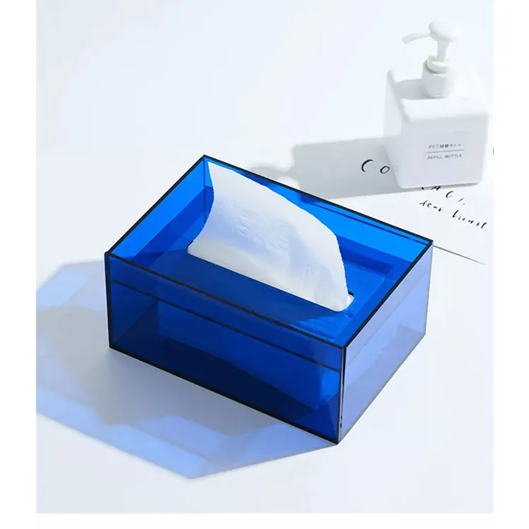 Caja de pañuelos de papel acrílico personalizada, cubierta de plástico para restaurante, soporte para servilletas, venta al por mayor