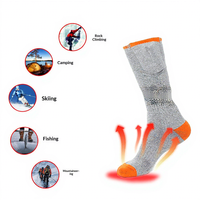 Chaussettes chauffantes électriques d'hiver, avec compartiment pour piles, en coton épais, antibactériennes, absorbant la transpiration, unisexes, à double aiguille