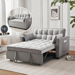 Canapé-lit <span class=keywords><strong>futon</strong></span> carré inclinable en velours rembourré, convertible, confortable, pour chambre et salon, fauteuil pliant deux places, vente en gros - Product Image 1