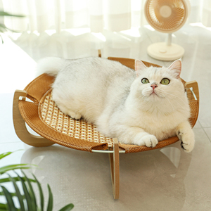 Colchoneta de Ratán para Dormir, Cama Transpirable para Mascotas, Hamaca de Patas Redondas, Verano - Product Image 1