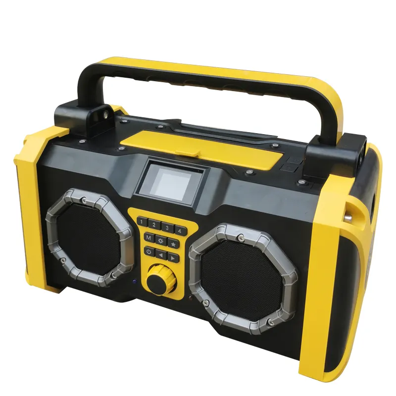 Nieuw Ontwerp Robuust Weerbestendig Am/Fm Radio Bluetooth Speaker Aux Usb Poort Batterij-Aangedreven Afstandsbediening Jobsite Radio