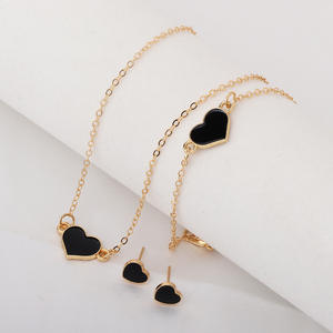 Heart Jewelry <b>Set</b> Gold Plated Zinc Alloy Necklace Earrings <b>Bracelet</b> Women's Party Cute Fashion - Product Image 1