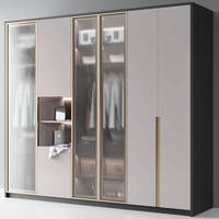 PA Maßgefertigter Massivholz-Komplettschlafzimmer-Wandschrank mit 3 Türen, Eckdesign mit Spiegel und Schminktisch