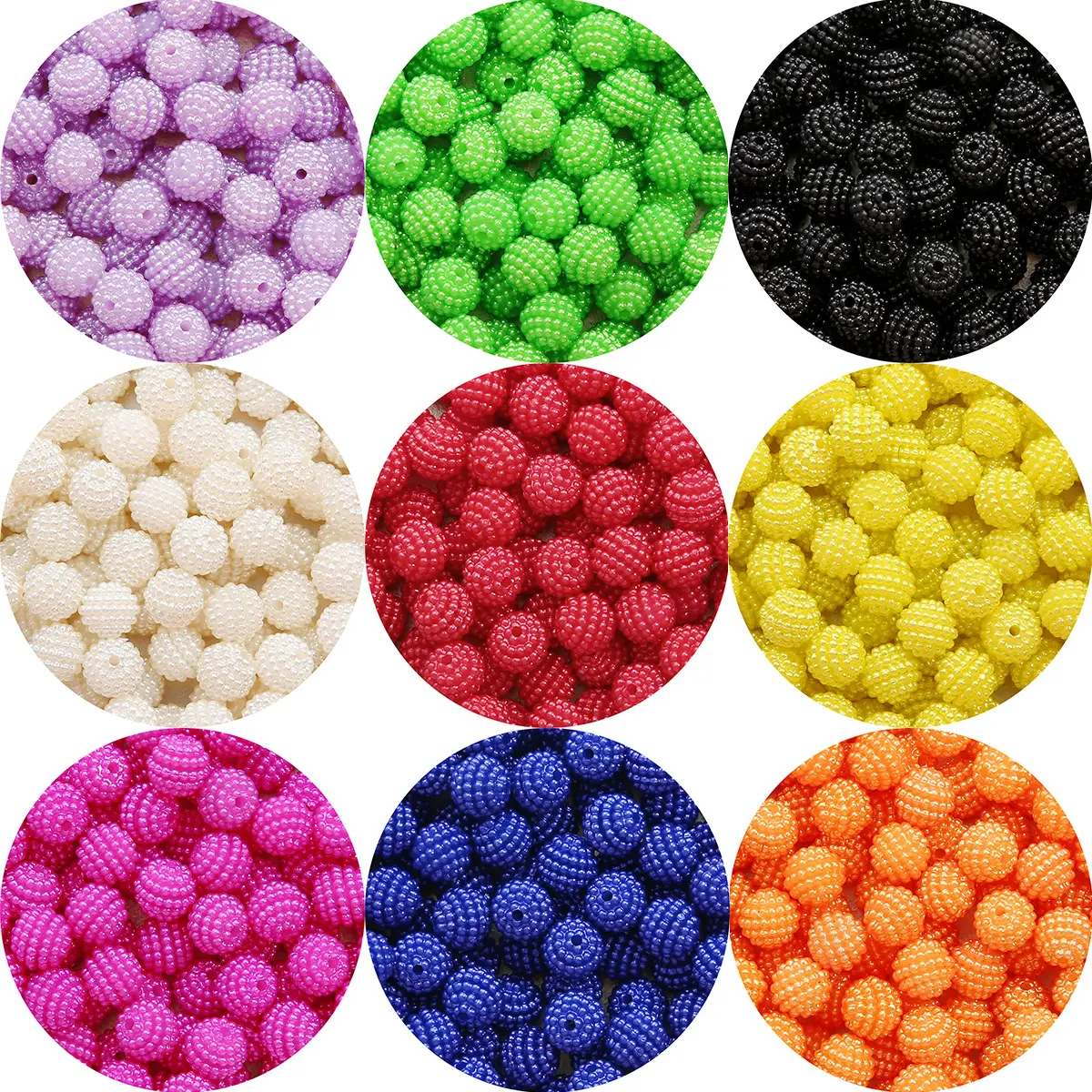 Haute qualité 500 g/sac couleur bonbon couleur unie boule de bayberry perles en vrac perles en plastique perles pour la fabrication de bijoux