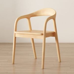 Silla de Comedor de Madera Maciza, Estilo Nórdico y de Mediados de Siglo, Sillón con Respaldo para Muebles del Hogar - Product Image 2