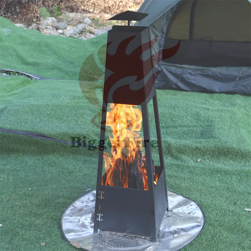 BiggerFire Portable Not Cast Iron Pyramid Fire Pit Outdoor Garden Patio Fireplace Firepit