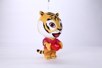 Porte-clés en peluche douce personnalisé avec motif tigre, fabriqué en Chine, mini porte-clés écologique