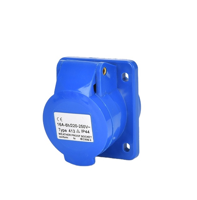 Fast Industrial Plugs and Sockets OEM Available High Quality 32A 3pin 250v Blue Wall Socket Monopattino Monowheel 3 Outlets 3P