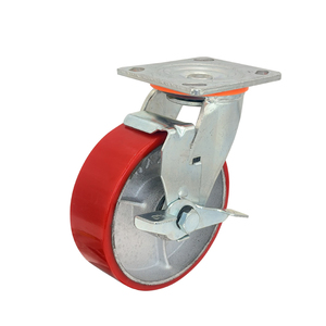 Roue en polyuréthane à noyau de fer de 4/5/6/8 pouces Fabricant Roulette industrielle à capacité de charge élevée Frein latéral robuste Roulette de chariot - Product Image 1
