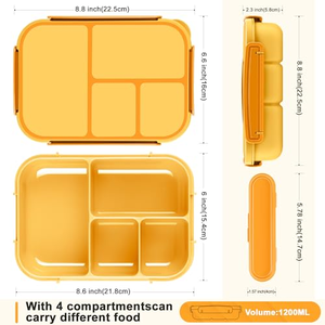 Boîte à lunch bento personnalisée avec logo, compartiments étanches, vente en gros, OEM ODM, récipient alimentaire réutilisable avec emballage à marque privée - Product Image 3