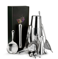 Ensemble de bar à cocktails en acier inoxydable de qualité supérieure, écologique, avec logo personnalisé, comprend des outils de bar et des accessoires pour cocktails