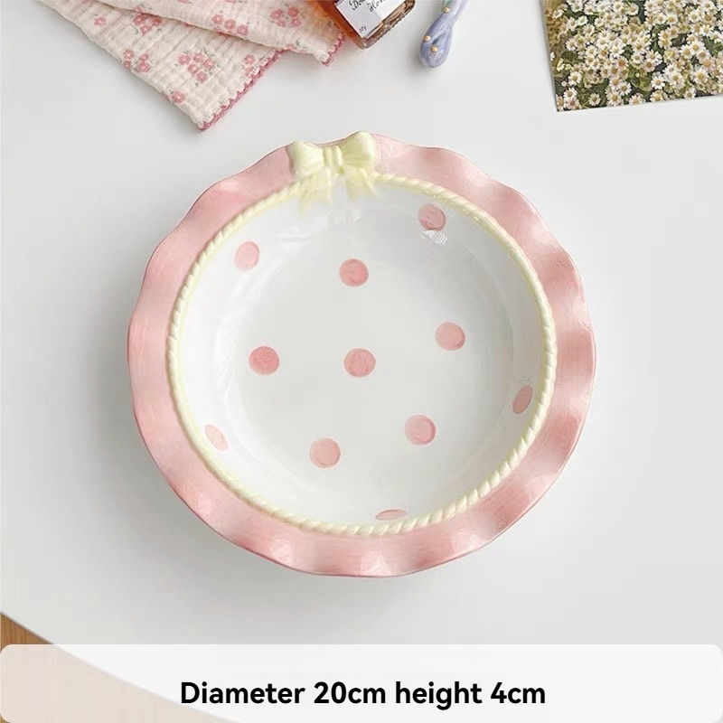 จานลึกสีชมพู ขนาด 8 นิ้ว