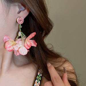 ต่างหูคริสตัลรูปดอกไม้เข็มสีเงินต่างหูรูปหัวใจสำหรับเด็กผู้หญิงต่างหูรูปหัวใจสีเงินสำหรับฤดูร้อนต่างหูสำหรับเด็กผู้หญิง - Product Image 3